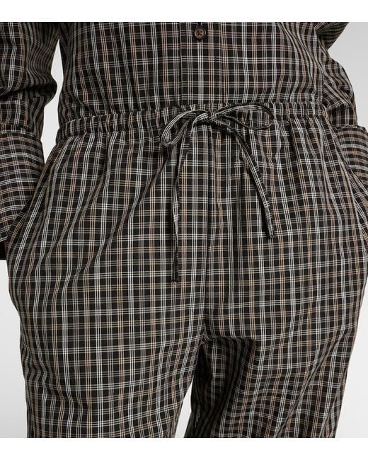 Rohe Gray Checked Cotton Wide-Leg Pants