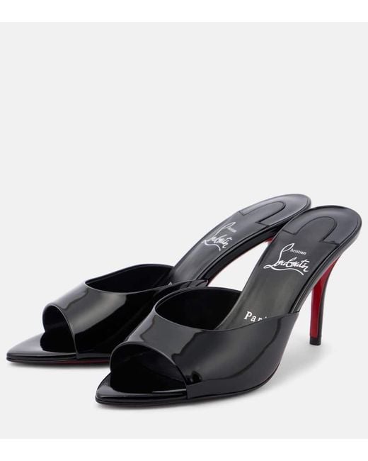 Christian Louboutin Black Miss Z 80 Patent Leather Mules