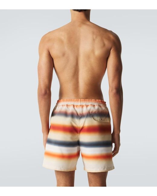 Loewe Orange Paula's Ibiza Striped Swim Trunks for men