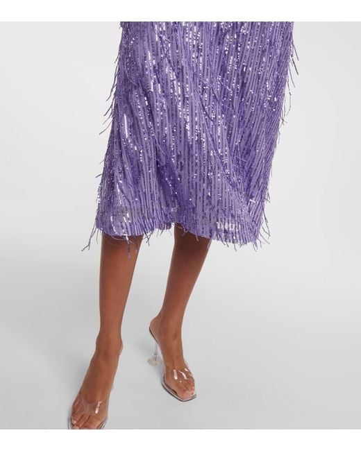 ROTATE BIRGER CHRISTENSEN Purple Noon Sequined Midi Dress