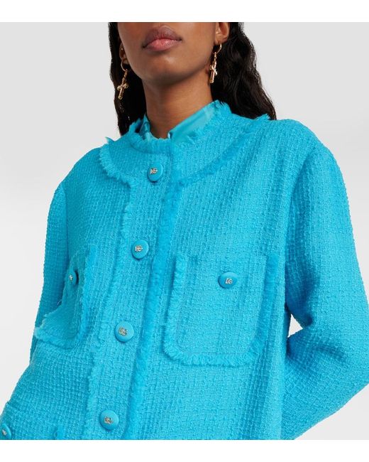 Giacca in tweed di misto lana di Dolce & Gabbana in Blue