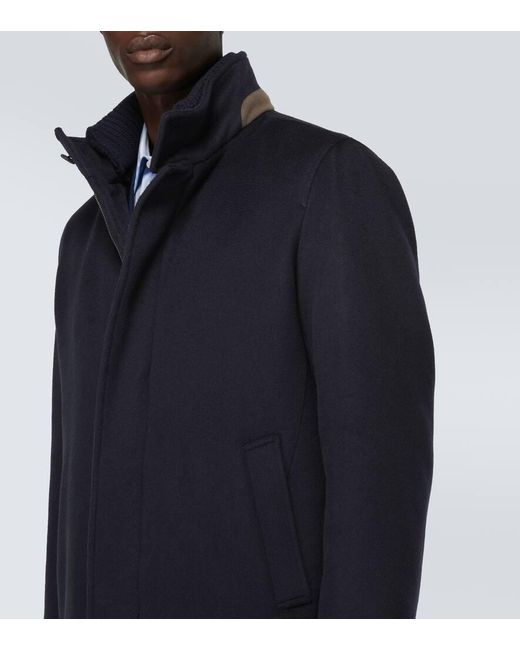 Herno Blue Cashmere Coat for men