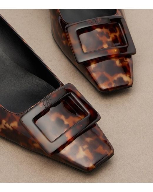 Roger Vivier Brown Belle Vivier Printed Patent Leather Pumps