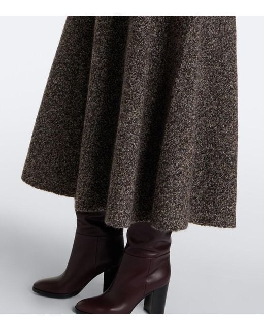 Agnona Gray Cashmere, Silk, And Wool Midi Skirt