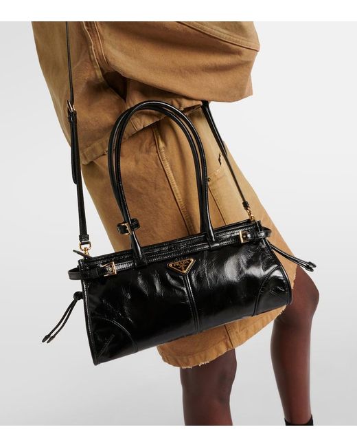 Prada Black Schultertasche Medium Aus Leder