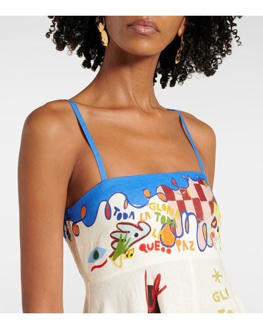 ALÉMAIS Blue X Nadia Hernandez Maxikleid Aus Leinen