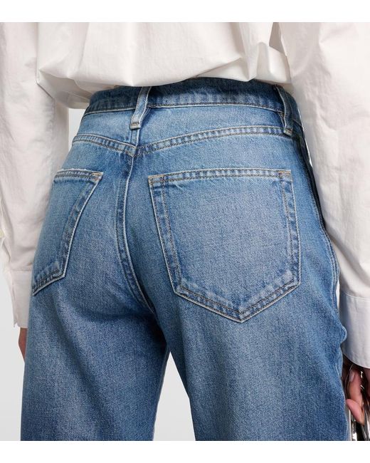 FRAME Blue High-Rise Straight Jeans Le Mec