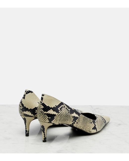 Khaite Black Jett D'Orsay 45 Snake-Effect Leather Pumps