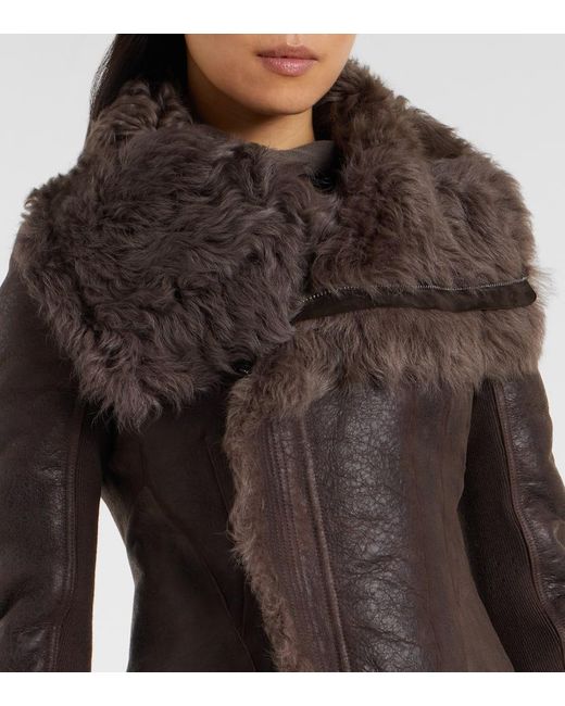 Rick Owens Brown Lederjacke Aus Shearling