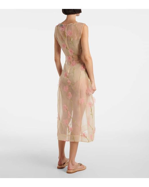 Simone Rocha Pink Midikleid Sculpted Carnation Aus Organza