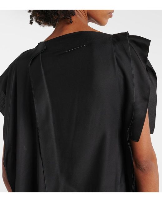 MM6 by Maison Margiela Black Gathered Midi Dress