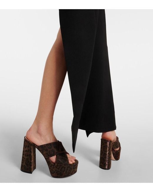 Gianvito Rossi Black Leopard-Print Lame Platform Mules