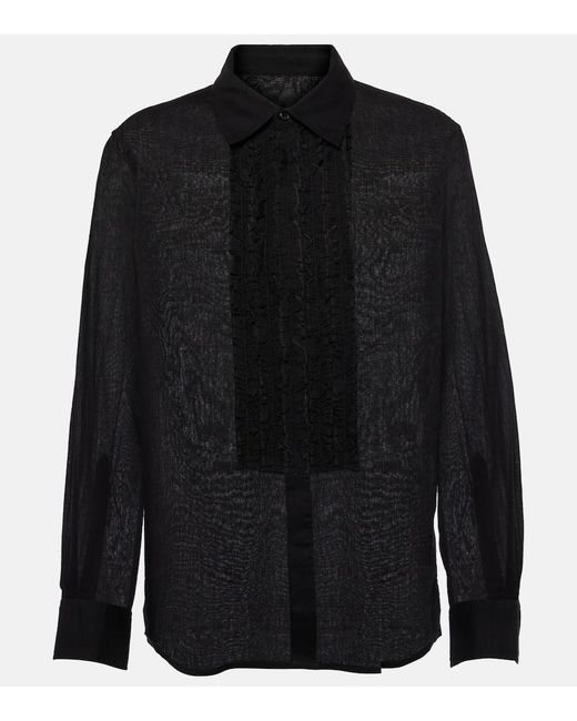 Nili Lotan Black Nathael Ruffled Cotton Shirt