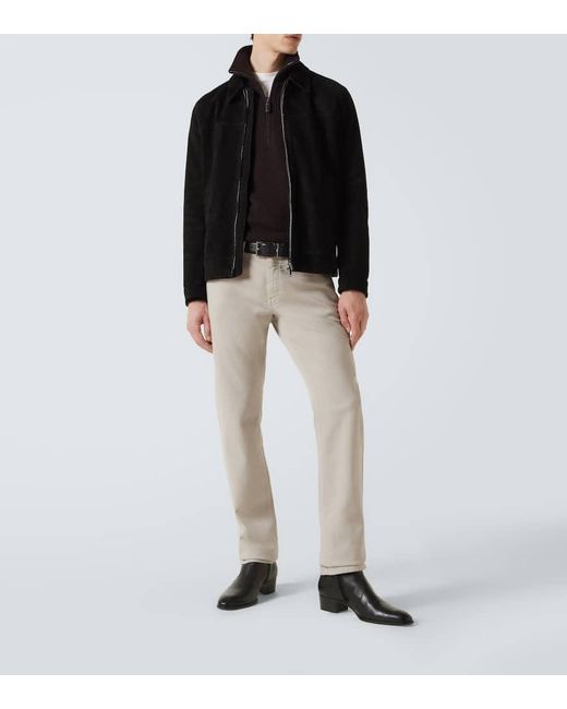 Brioni Black Wool And Silk Half-Zip Sweater for men