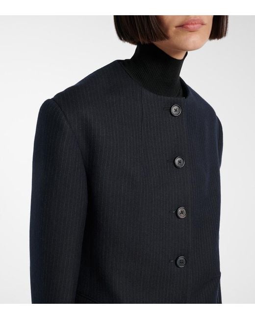Khaite Blue Jameson Pinstripe Wool-Blend Jacket