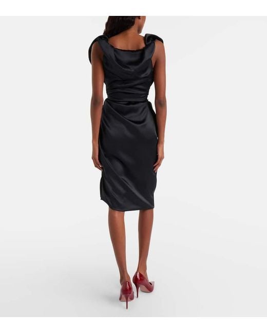 Vivienne Westwood Black Rill Draped Midi Dress
