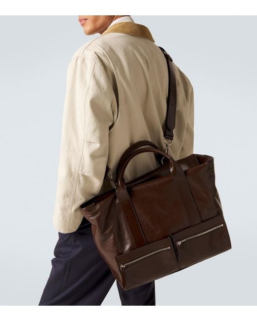 Metier Brown Racer 40 Leather Duffel Bag for men