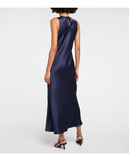 Asceno Blue Valencia Silk Maxi Dress