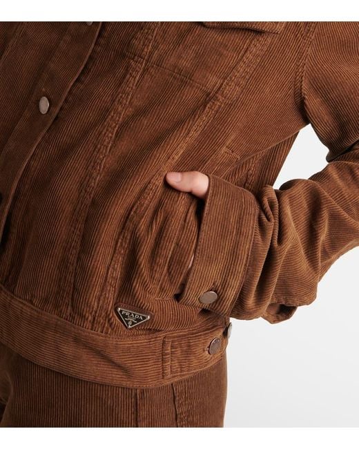 Prada Brown Caramel-coloured Shirt Jacket In Corduroy