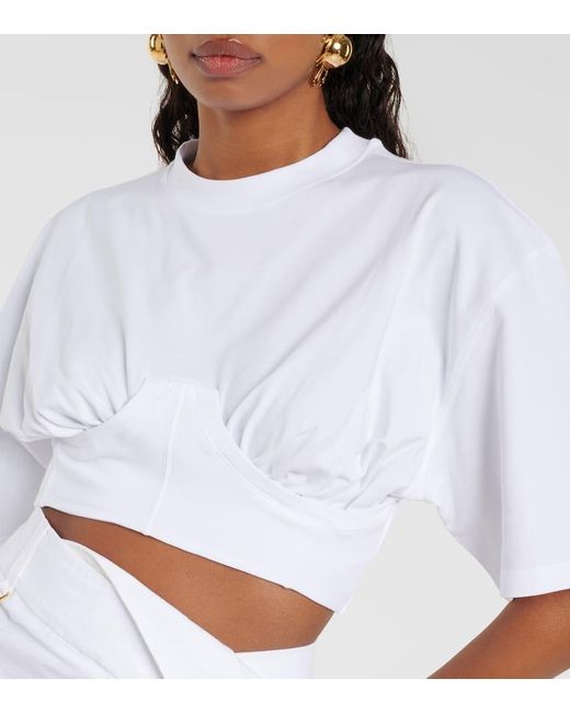 T-shirt crop a portafoglio di Jacquemus in White