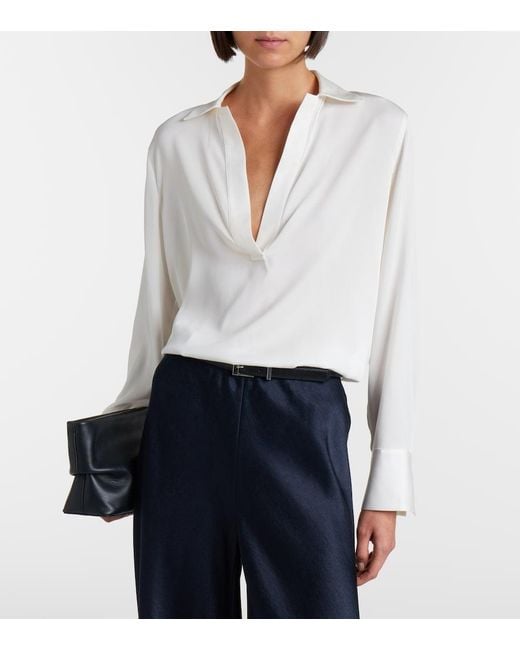 Vince White Silk-Blend Blouse