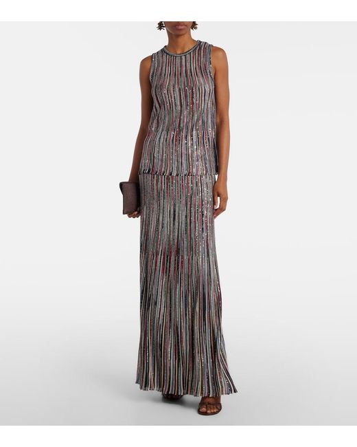 Missoni Multicolor Striped Lame Maxi Skirt