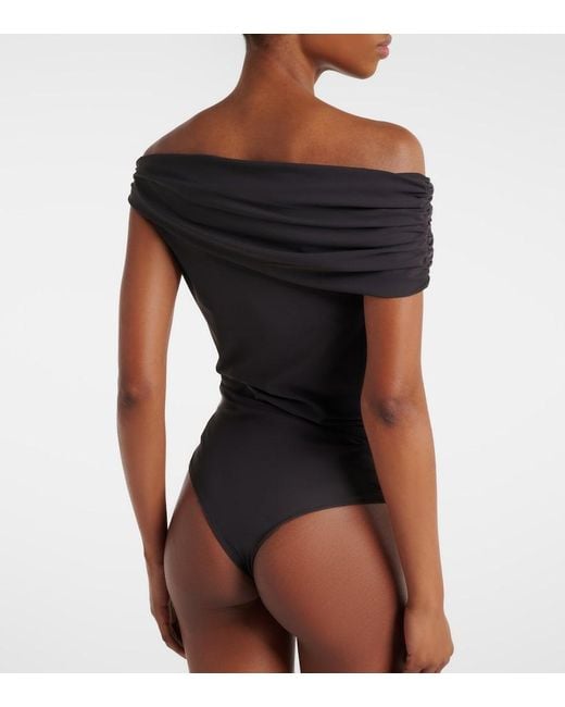Agolde Black Sherilyn Off-Shoulder Bodysuit