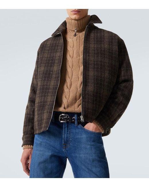 FRAME Black Checked Virgin Wool Blouson Jacket for men