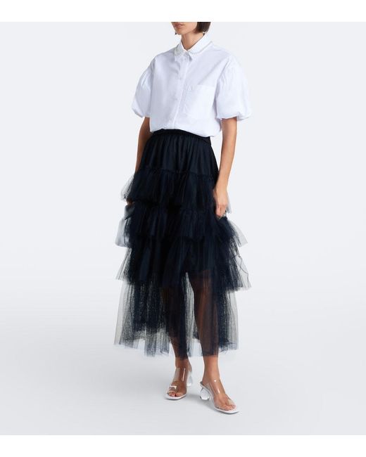 Simone Rocha White Embellished Scalloped Cotton Shirt