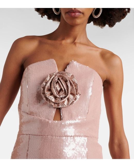 Rebecca Vallance Pink Denise Sequined Strapless Minidress