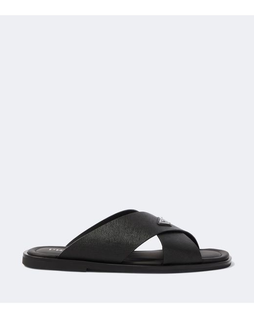 Prada Black Leather Sandals for men