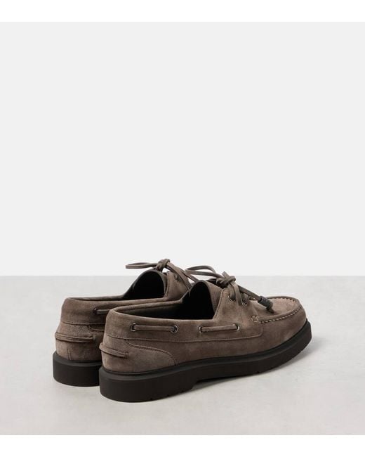 Brunello Cucinelli Brown Segelschuhe Sail Monili Aus Veloursleder