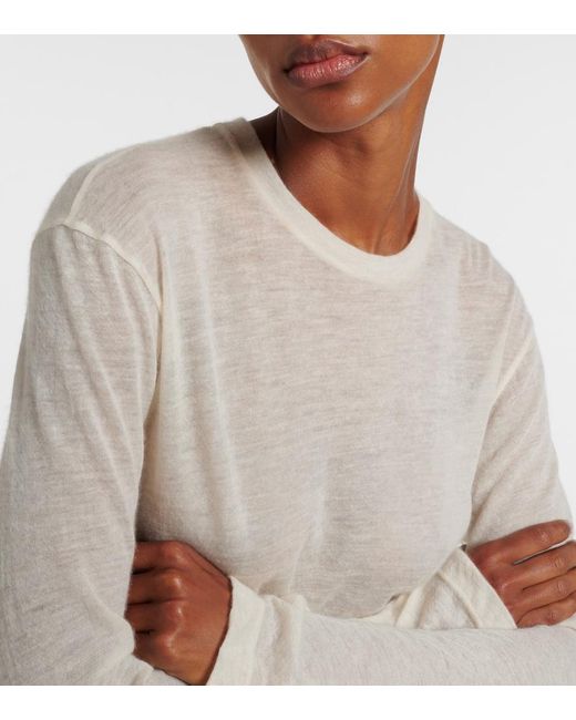 The Row White Amia Cashmere Sweater