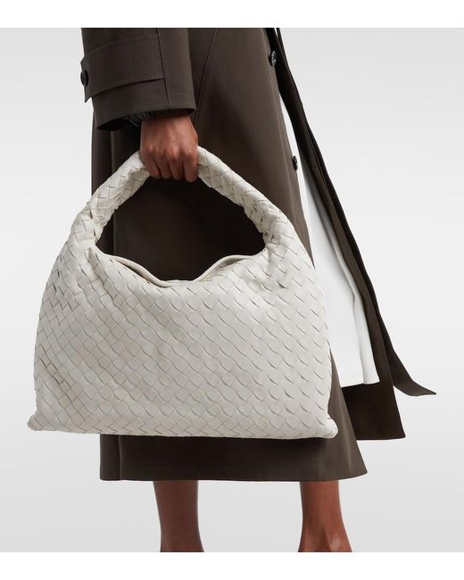 Bottega Veneta White Hop Intrecciato Leather Shoulder Bag
