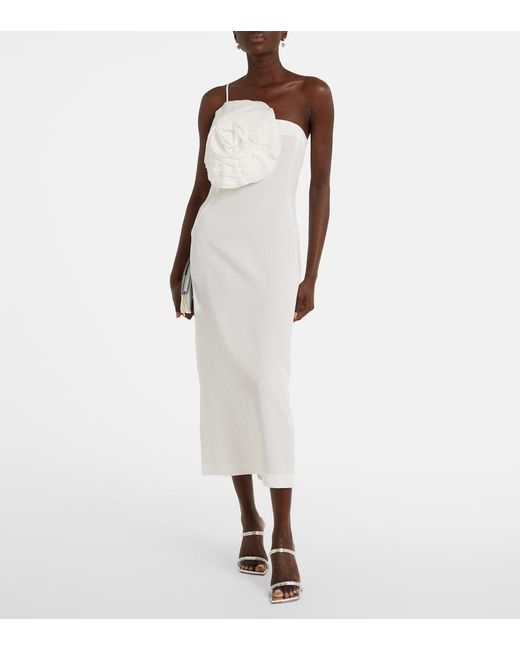 Blumarine White Floral Embroidered Midi Dress
