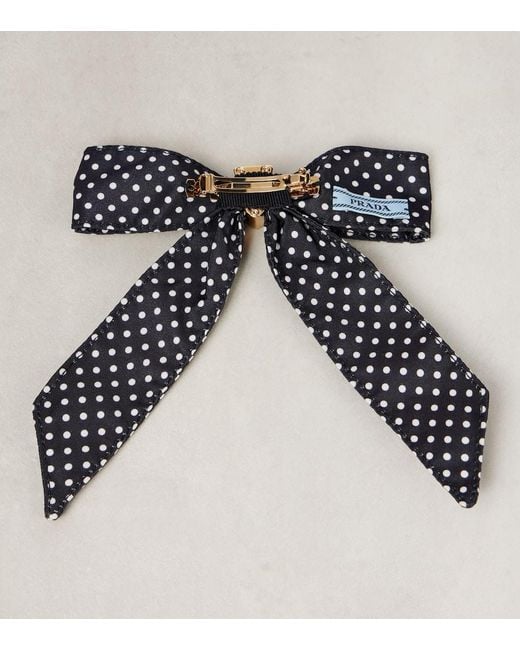 Prada Blue Bow-Detail Polka-Dot Hair Clip