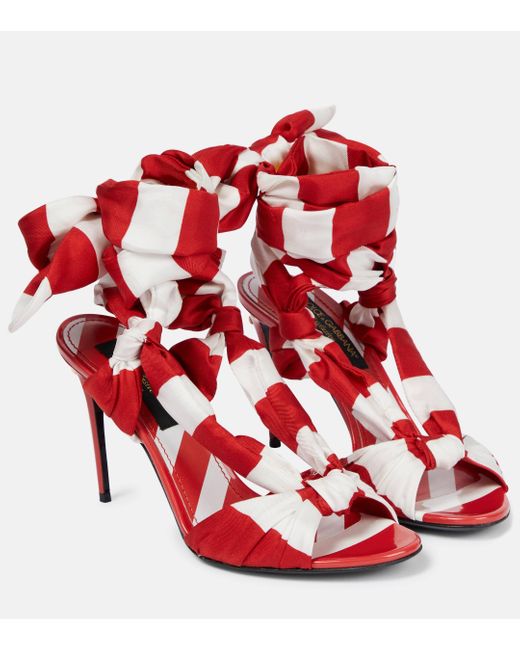 Dolce & Gabbana Red Portofino 105 Striped Sandals