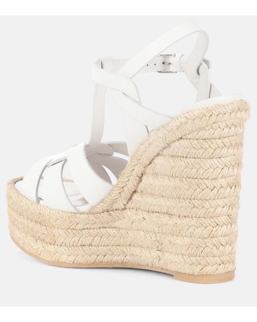 Saint Laurent White Tribute 130 Leather Espadrilles