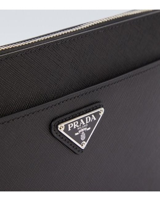 Prada Black Saffiano Leather Pouch for men