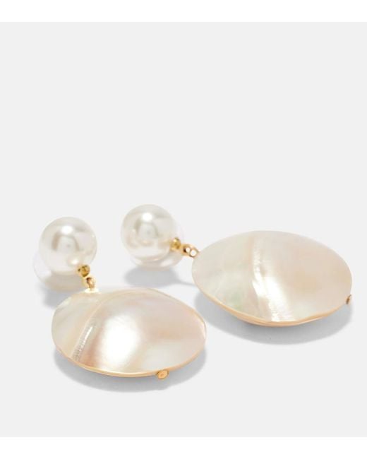 Jennifer Behr White Nerine Mother-Of-Pearl Drop Earrings