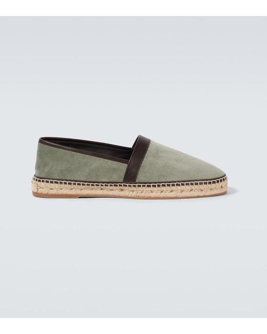 Manolo Blahnik White Nerano Leather-Trimmed Suede Espadrilles for men