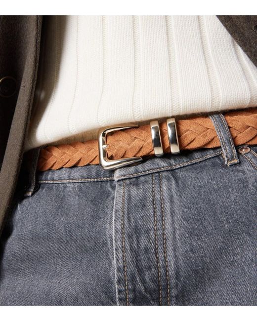 Brunello Cucinelli Brown Braided Suede Belt for men