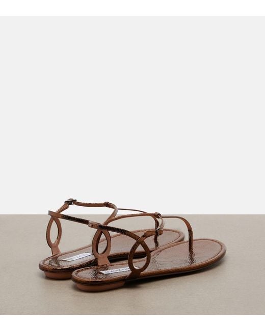 Aquazzura Brown Almost Bare Leather Thong Sandals