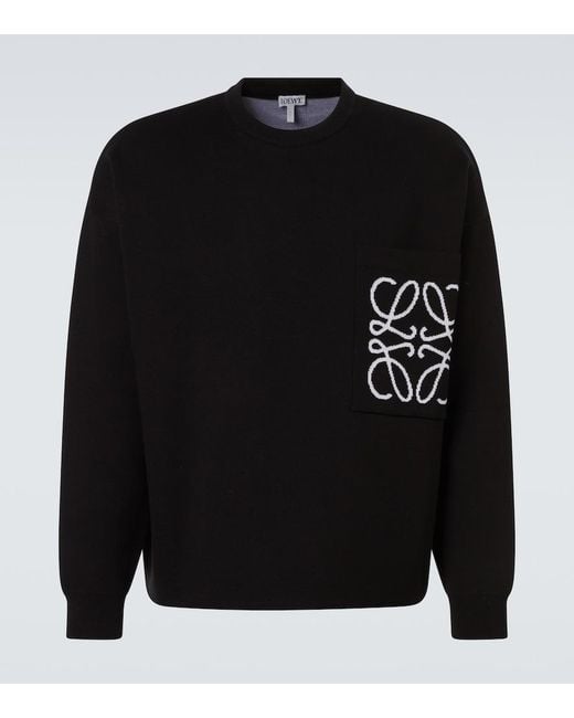 Loewe Black Anagram Embroidered Sweater for men