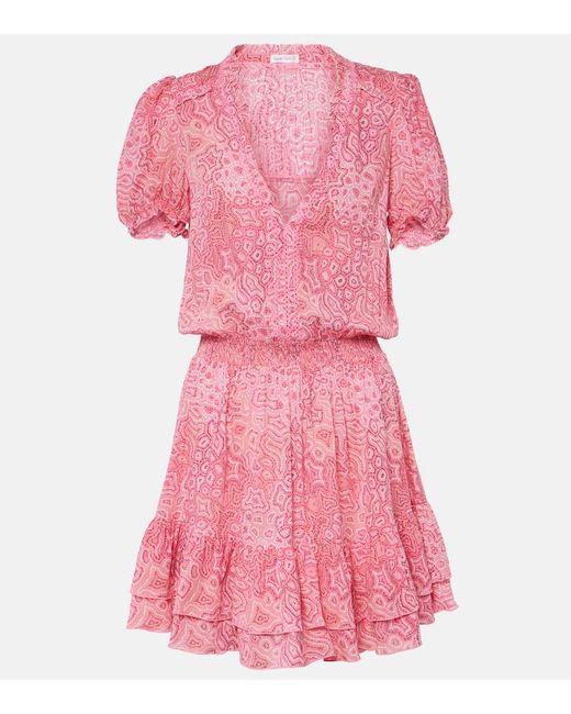 Vestido corto Bibi a capas estampado Poupette de color Pink