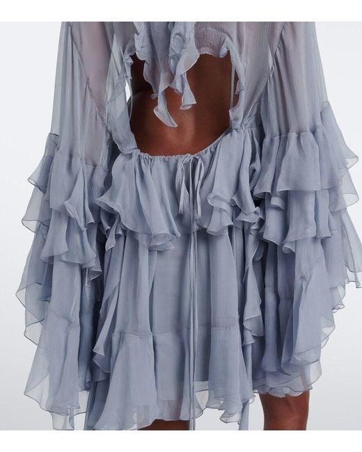 Chloé Blue Ruffled Muslin Minidress