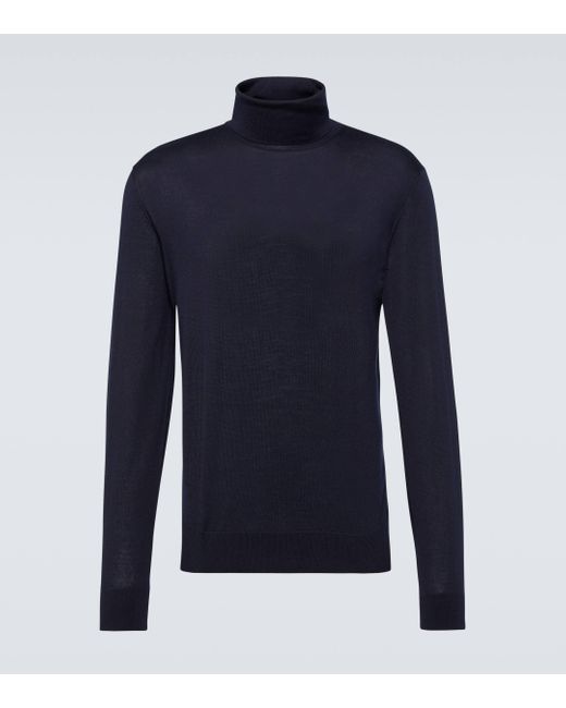 Dolce & Gabbana Blue Cashmere-blend Turtleneck Sweater for men