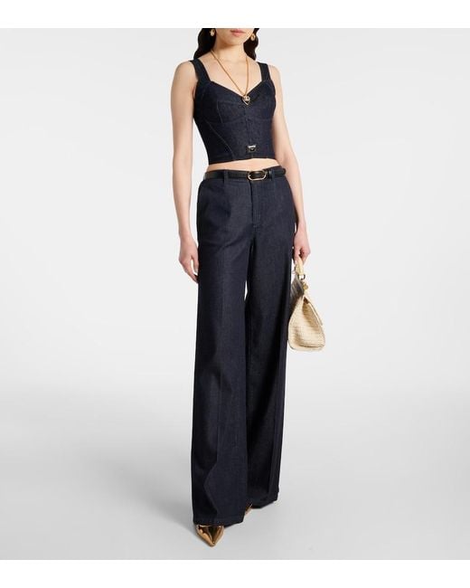 Dolce & Gabbana Blue High-Rise Wide-Leg Jeans