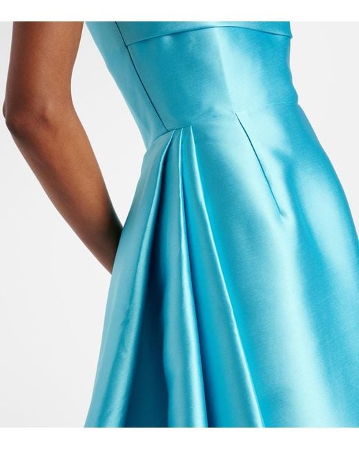 Solace London Blue Strapless Satin Twill Gown