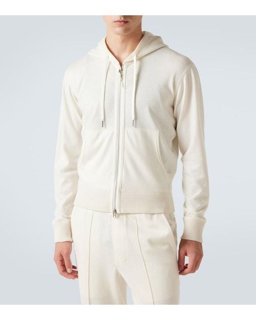 Tom Ford White Cashmere Zip-Up Hoodie for men
